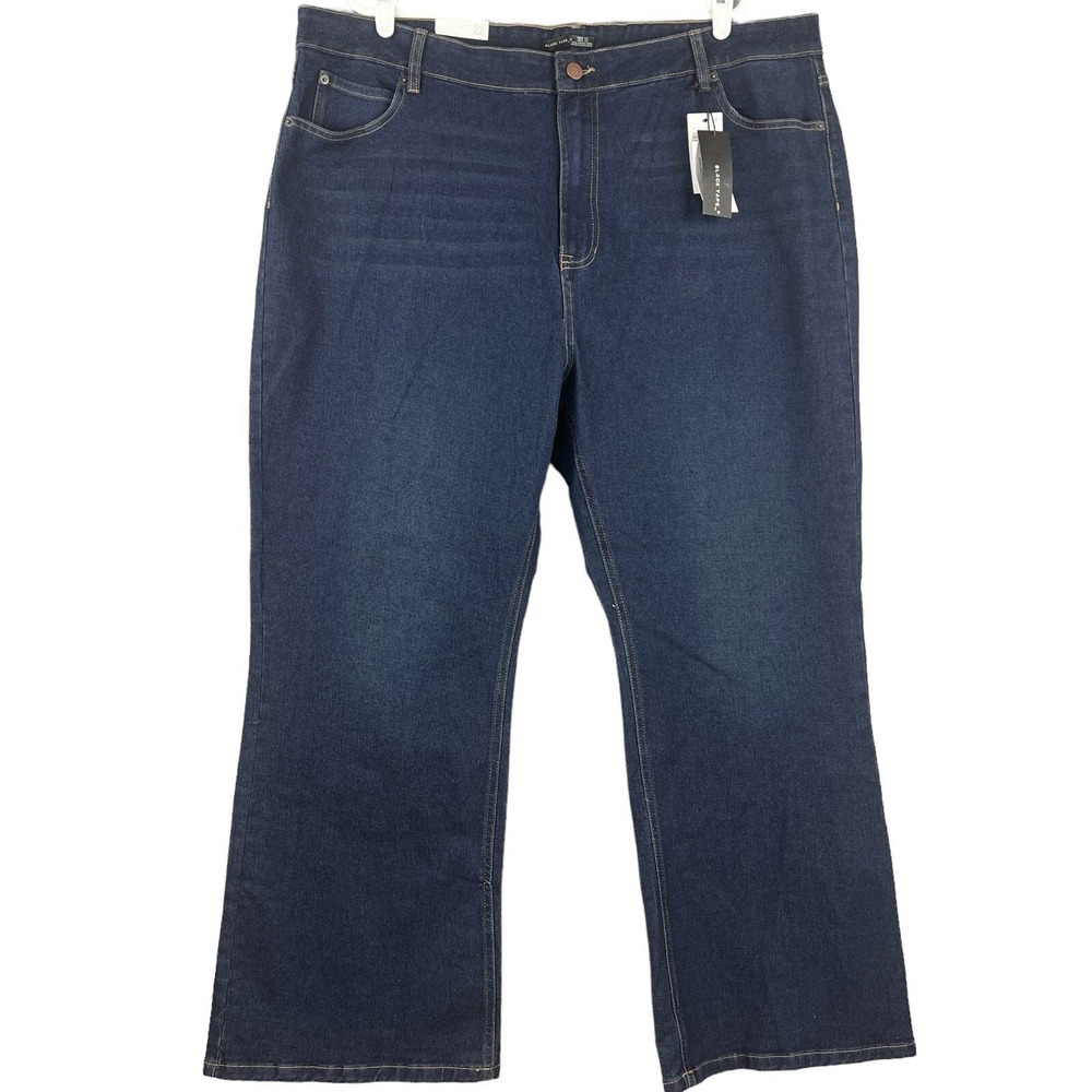 NWT Black Tape Women's Denim Jeans Plus 22 Maya Relaxed Flare Leg Blue Stretch